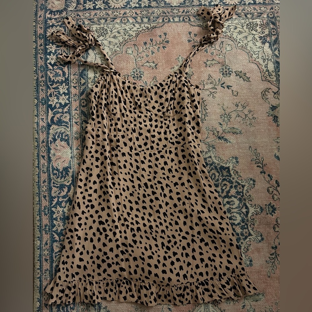 Audrey 3+1 Ruffled Tan/Brown Leopard Print Dress